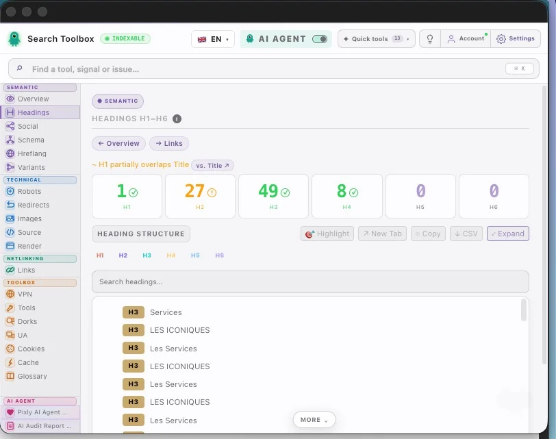 The SEO Chrome extension for on-page analysis. screenshot 2
