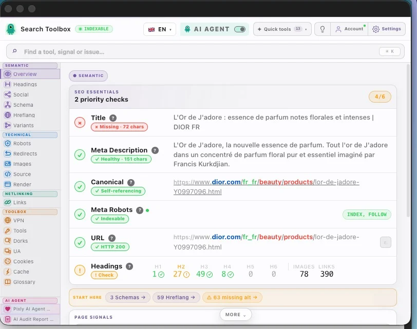The SEO Chrome extension for on-page analysis. screenshot 1